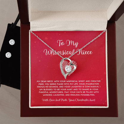 To My Whimsical Niece - From Aunt to Niece Forever Love Necklace With Earrings - SOUVMOUR
