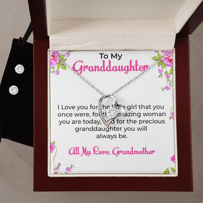 To My Special Granddaughter | Forever Love Necklace & Earring Set, Grandmother & Granddaughter Bond Necklace