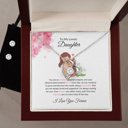 To My Beautiful Daughter | Classic Forever Love Necklace & Earrings Jewelry  Bundle