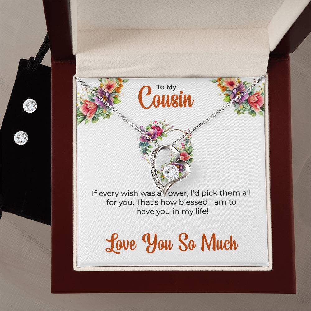 Cousin Necklace | To My Cousin My Best Friend - Forever Love Necklace & Earring Set | Cousin Friendship Necklace