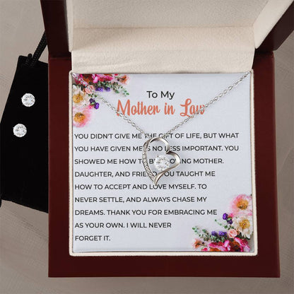 To My Cherished Mother-in-law | Forever Love Necklace & Earring Set | Loving Gift for Mother-in-law