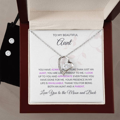 To My Aunt Necklace – Beautiful Classic Forever Love Necklace and Earring Set Gift - SOUVMOUR
