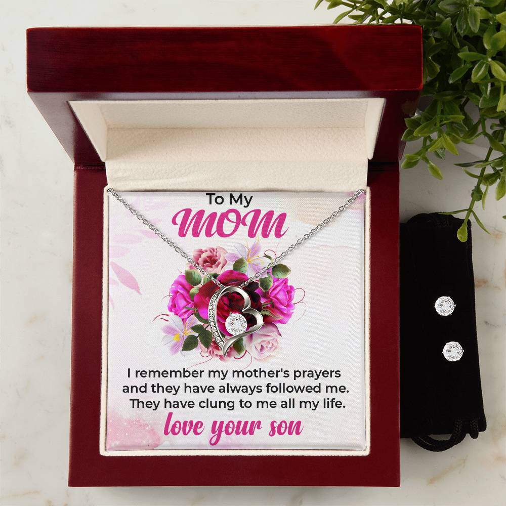 To My Gorgeous Mom | Beautiful Forever Love Necklace and Earrings | A Keepsake for My Loving Mom | Necklace Gift For Mom