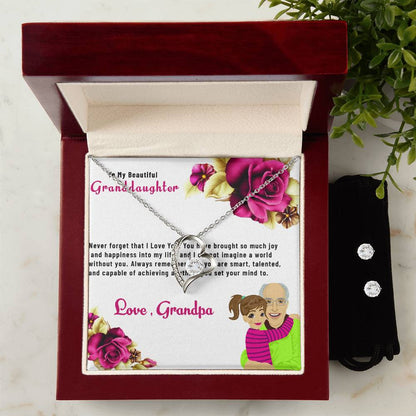 To My Lovely Granddaughter | Forever Love Necklace & Earring Set, Gift from Grandpa to Granddaughter