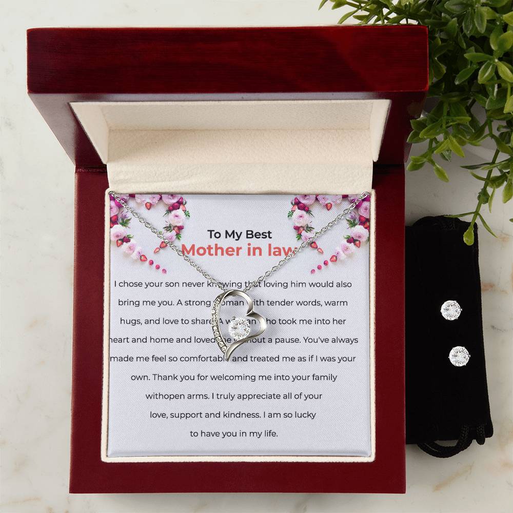 To the Best Mother-in-law | Forever Love Necklace & Earring Set | Elegant Gift for Mother-in-law