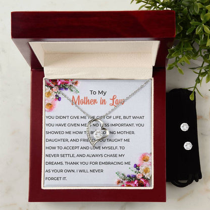 To My Cherished Mother-in-law | Forever Love Necklace & Earring Set | Loving Gift for Mother-in-law