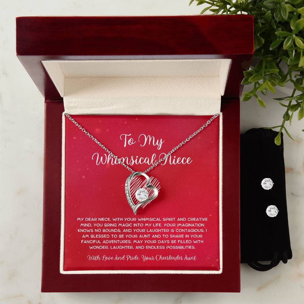 To My Whimsical Niece - From Aunt to Niece Forever Love Necklace With Earrings - SOUVMOUR