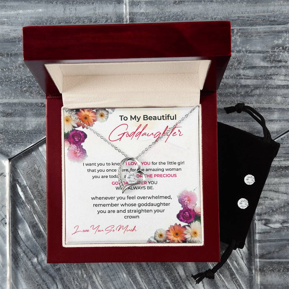 To My Beautiful Goddaughter | Forever Love Necklace & Earring Set | A Cherished Token of Affection | Goddaughter Gift