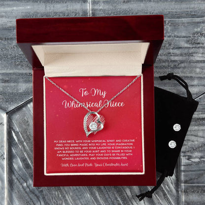 To My Whimsical Niece - From Aunt to Niece Forever Love Necklace With Earrings - SOUVMOUR