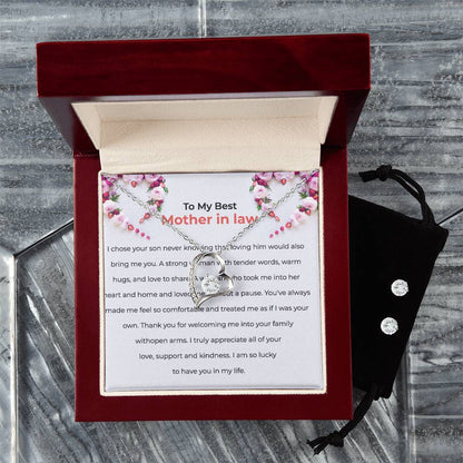 To the Best Mother-in-law | Forever Love Necklace & Earring Set | Elegant Gift for Mother-in-law