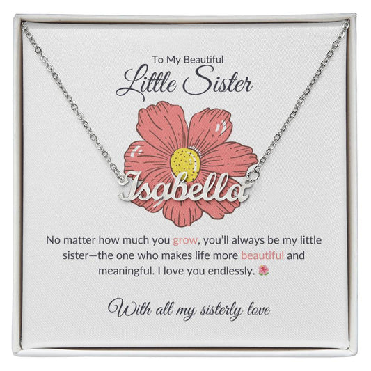 To My Beautiful Little Sister Name Necklace | Custom Name Necklace Gift for Sister