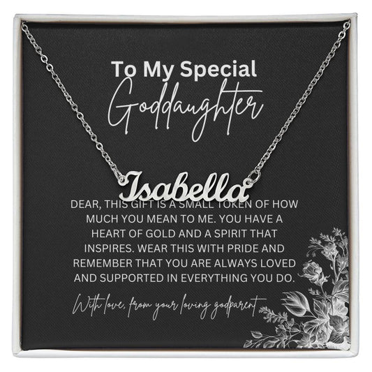 To My Special Goddaughter | Custom Name Necklace with Heartfelt Message Card