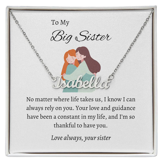 To My Big Sister Heartfelt Name Necklace | Gift for Sister | Custom Name Necklace Gift for Sister