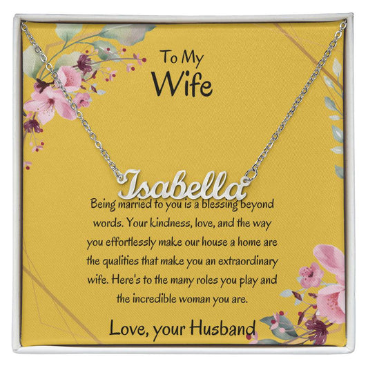 To My Wife, My Universe - Personalized Name Necklace with Special Message, A Beautiful Keepsake