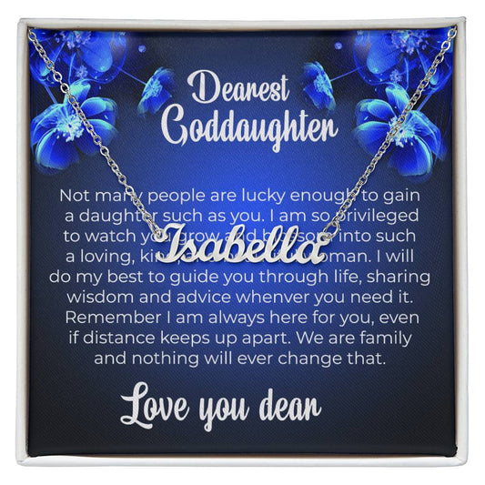 To My Dearest Goddaughter | Unique Name Necklace with a Heartfelt Card