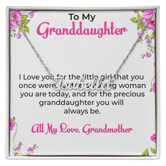 To My Special Granddaughter Necklace | Custom Name with Heartfelt Message Necklace Gift from Grandma