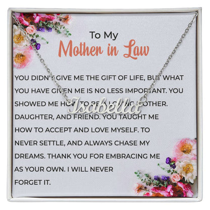 To My Cherished Mother-in-Law | Personalized Custom Name Necklace with Heartfelt