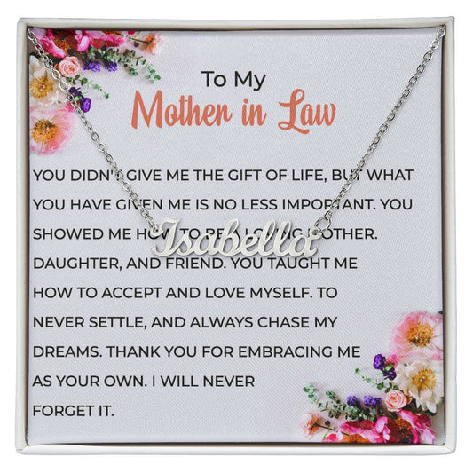 To My Cherished Mother-in-Law | Personalized Custom Name Necklace with Heartfelt