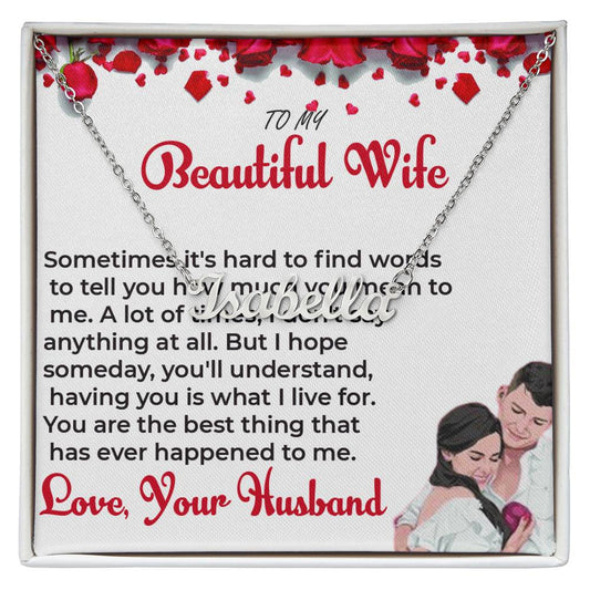 To My Beautiful Wife - Personalized Name Necklace with Special Message, A Heartfelt Gift For Wife