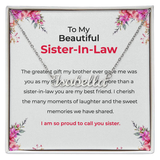 To My Beautiful Sister-in-law Gift Necklace | Personalized Custom Name Necklace | Sister-in-Law Gift