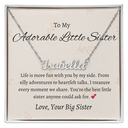 To My Adorable Sister Name Jewelry | Gift for Sister | Necklace Gift for Sister