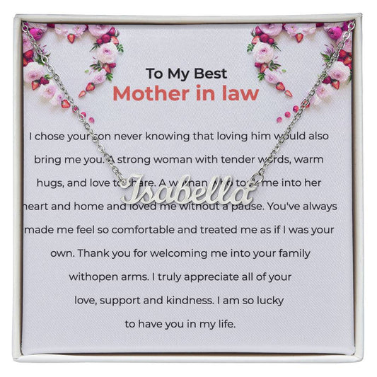 For the Best Mother-in-Law | Custom Name Necklace with a Loving Message
