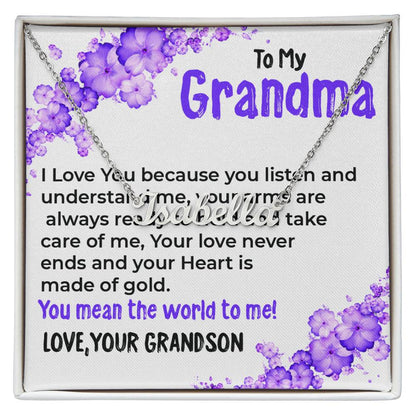 To My Grandma, My World | Custom  Name Necklace Gift from Grandson | Gift for Grandma