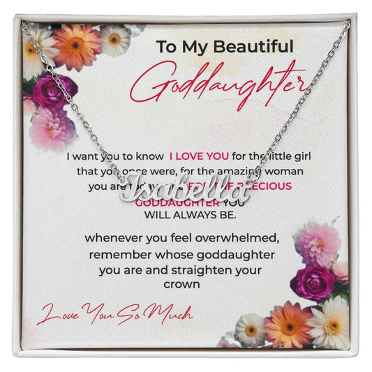 To My Beautiful Goddaughter | Custom Name Necklace with a Loving Message