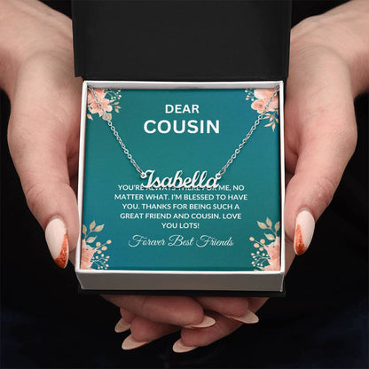 For My Cousin, My Forever Friend - Cutout Name Necklace | Cherished Cousin Friendship Gift