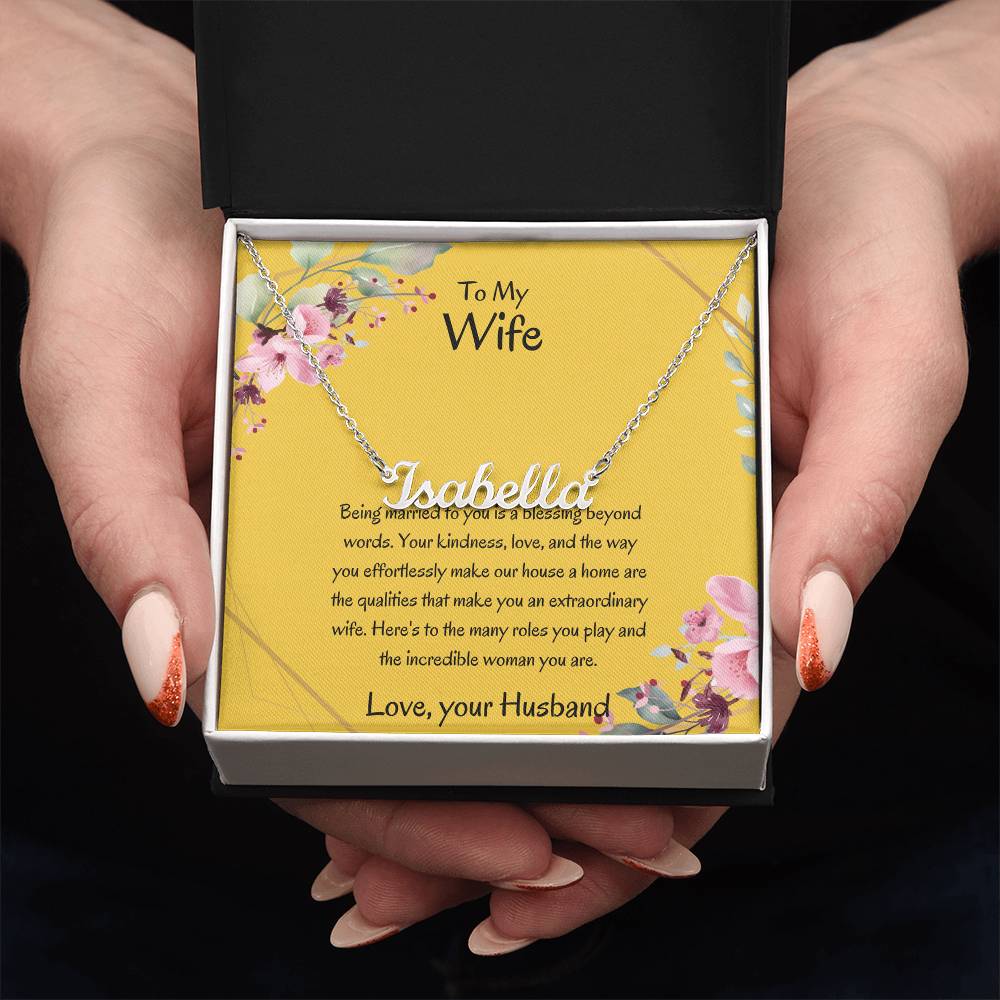 To My Wife, My Universe - Personalized Name Necklace with Special Message, A Beautiful Keepsake