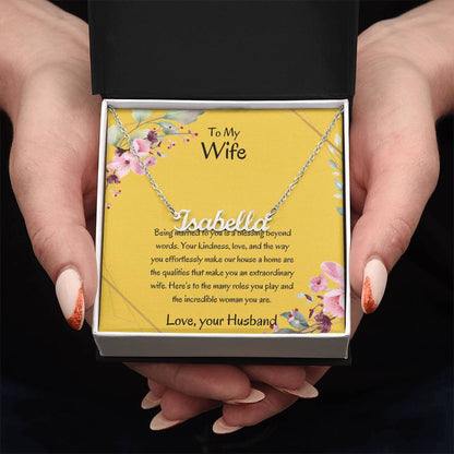 To My Wife, My Universe - Personalized Name Necklace with Special Message, A Beautiful Keepsake