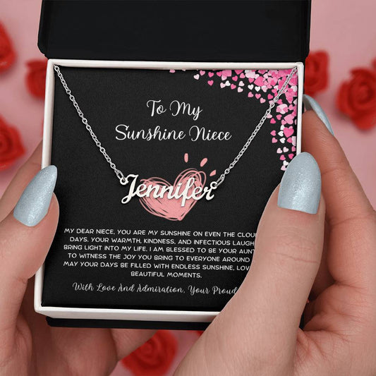 To My Sunshine Niece - From Aunt to Niece Custom Name Necklace - SOUVMOUR