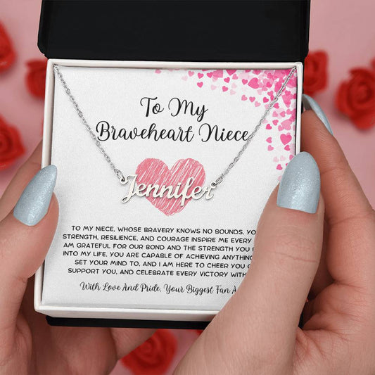 To My Braveheart Niece - From Aunt to Niece Custom Name Necklace - SOUVMOUR