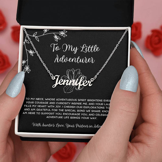To My Little Adventurer - From Aunt to Niece Custom Name Necklace - SOUVMOUR
