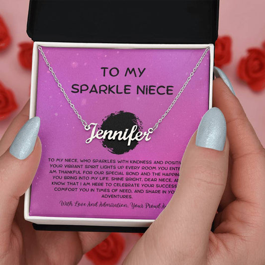 To My Sparkle Niece - From Aunt to Niece Custom Name Necklace - SOUVMOUR