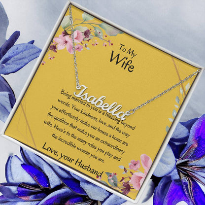 To My Wife, My Universe - Personalized Name Necklace with Special Message, A Beautiful Keepsake
