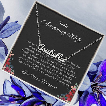 To My Amazing Wife - Custom Name Necklace with Personalized Message, A Unique Gift of Love
