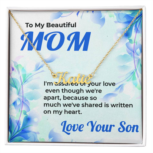 To My Beautiful Mom | Custom Name Necklace Gift from Son