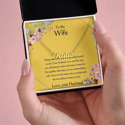 To My Wife, My Universe - Personalized Name Necklace with Special Message, A Beautiful Keepsake