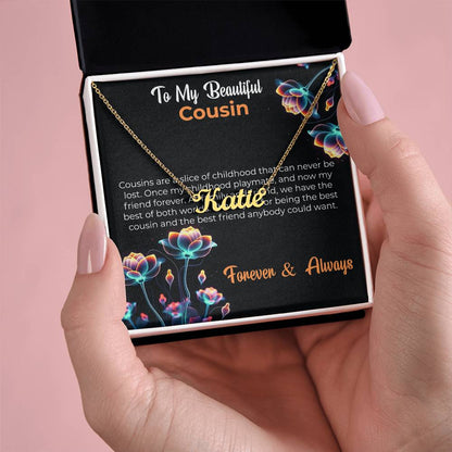 For My Beautiful Cousin - Cutout Name Necklace | Heartfelt Cousin Friendship Gift