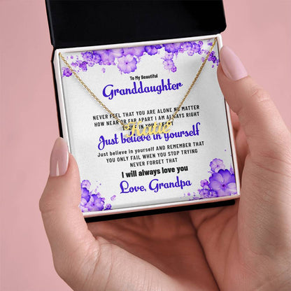 To My Lovely Granddaughter Necklace | Custom Name with Heartfelt Message Necklace Gift from Grandpa