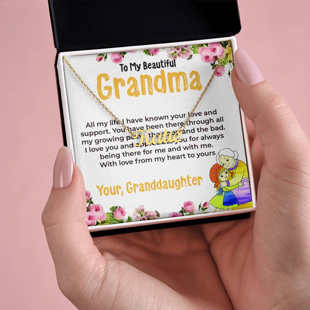 To My Beautiful Grandma | Custom Name Necklace Gift from Granddaughter | Gift for Grandma