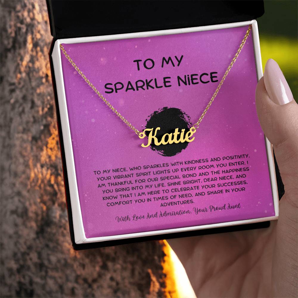 To My Sparkle Niece - From Aunt to Niece Custom Name Necklace - SOUVMOUR