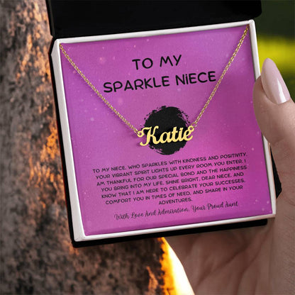 To My Sparkle Niece - From Aunt to Niece Custom Name Necklace - SOUVMOUR