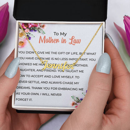 To My Cherished Mother-in-Law | Personalized Custom Name Necklace with Heartfelt