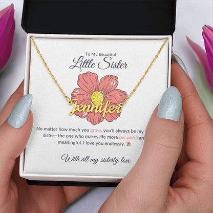 To My Beautiful Little Sister Name Necklace | Custom Name Necklace Gift for Sister