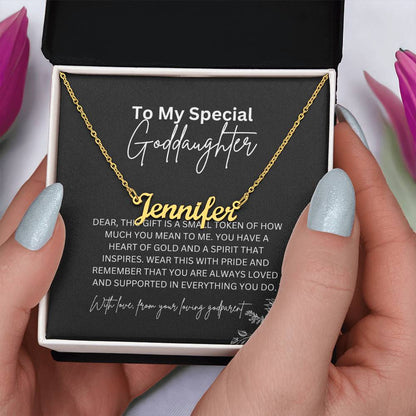 To My Special Goddaughter | Custom Name Necklace with Heartfelt Message Card