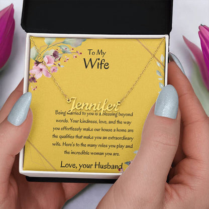 To My Wife, My Universe - Personalized Name Necklace with Special Message, A Beautiful Keepsake