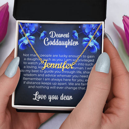 To My Dearest Goddaughter | Unique Name Necklace with a Heartfelt Card