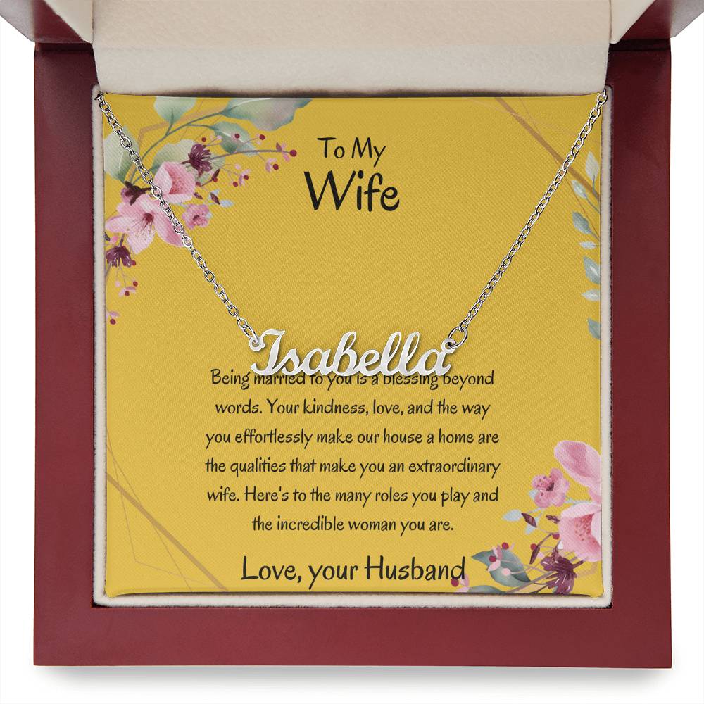 To My Wife, My Universe - Personalized Name Necklace with Special Message, A Beautiful Keepsake